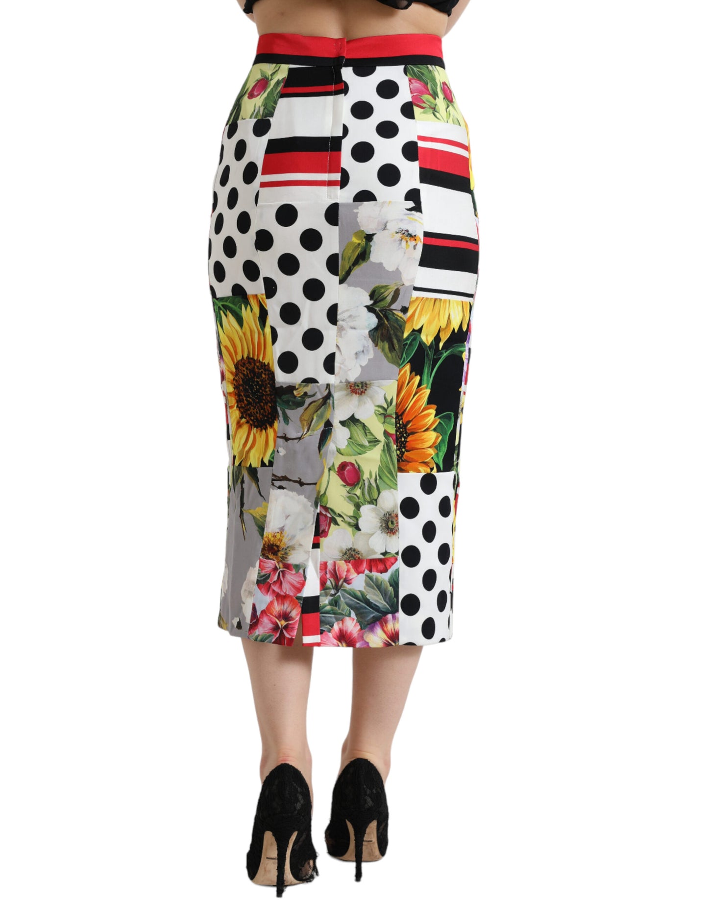 Dolce & Gabbana Multicolor Patchwork High Waist Pencil Skirt