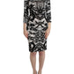 Cavalli Black Printed Sheath Dress