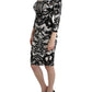 Cavalli Black Printed Sheath Dress