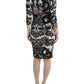 Cavalli Black Printed Sheath Dress