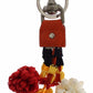 Dolce & Gabbana Red White Raffia Leather Clasp Finder Keyring Keychain