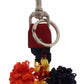 Dolce & Gabbana Multicolor Raffia Leather Clasp Finder Chain Keyring