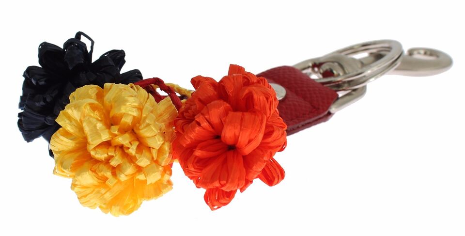 Dolce & Gabbana Multicolor Raffia Leather Clasp Finder Chain Keyring