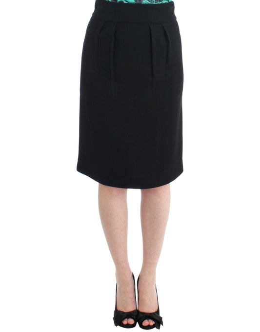 Cavalli Black wool pencil skirt