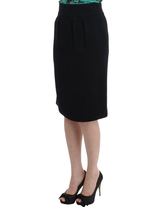 Cavalli Black wool pencil skirt