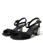 Dolce & Gabbana Black Crystals Ankle Strap Sandals Shoes