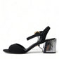 Dolce & Gabbana Black Crystals Ankle Strap Sandals Shoes