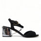 Dolce & Gabbana Black Crystals Ankle Strap Sandals Shoes