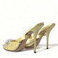 Dolce & Gabbana Yellow Satin Crystal Mary Janes Sandals