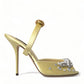 Dolce & Gabbana Yellow Satin Crystal Mary Janes Sandals