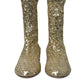 Dolce & Gabbana Gold Sequined Short Boots Stretch Shoes