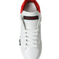 Dolce & Gabbana White Red Lace Up Womens Low Top Sneakers Shoes