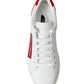 Dolce & Gabbana White Red Leather Low Top Sneakers Shoes