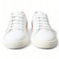 Dolce & Gabbana White Red Leather Low Top Sneakers Shoes