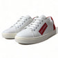 Dolce & Gabbana White Red Leather Low Top Sneakers Shoes