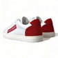 Dolce & Gabbana White Red Leather Low Top Sneakers Shoes