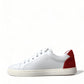 Dolce & Gabbana White Red Leather Low Top Sneakers Shoes