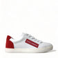 Dolce & Gabbana White Red Leather Low Top Sneakers Shoes