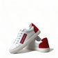 Dolce & Gabbana White Red Leather Low Top Sneakers Shoes