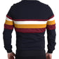 Dolce & Gabbana Blue Stripe Heraldic Full Zip Sweater