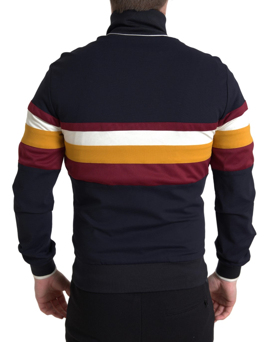 Dolce & Gabbana Blue Stripe Heraldic Full Zip Sweater