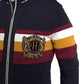 Dolce & Gabbana Blue Stripe Heraldic Full Zip Sweater