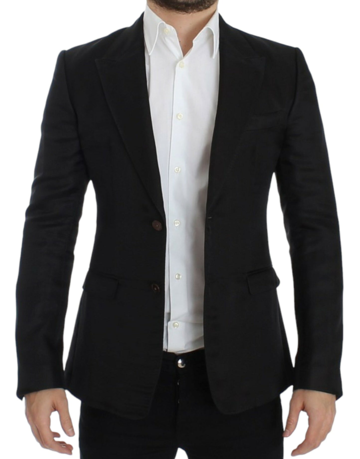 Dolce & Gabbana Black silk slim fit blazer