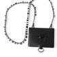 Dolce & Gabbana Black Leather Crystal Embellished Card Holder Wallet