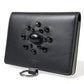 Dolce & Gabbana Black Leather Crystal Embellished Card Holder Wallet