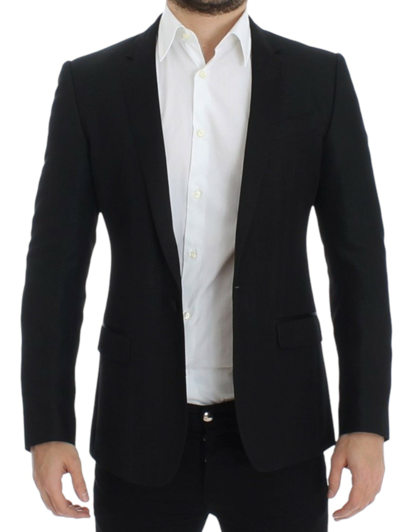 Dolce & Gabbana Black Wool MARTINI Slim Blazer