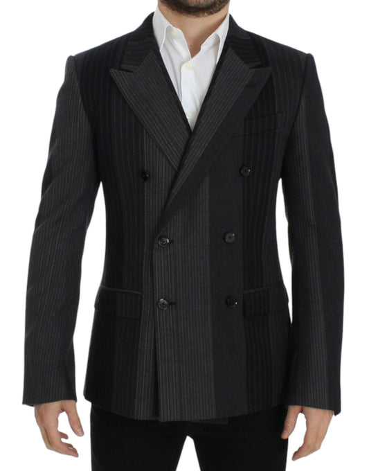 Dolce & Gabbana Gray striped wool stretch blazer