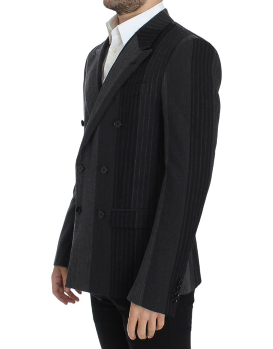 Dolce & Gabbana Gray striped wool stretch blazer