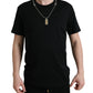 Dolce & Gabbana Black Cotton Dog Tag Round Neck T-shirt