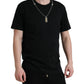 Dolce & Gabbana Black Cotton Dog Tag Round Neck T-shirt