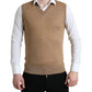 Dolce & Gabbana Brown Wool Sleeveless Pullover Sweater