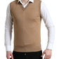 Dolce & Gabbana Brown Wool Sleeveless Pullover Sweater