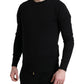 Dolce & Gabbana Black Cotton Crew Neck Men Pullover Sweater