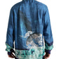 Dolce & Gabbana Blue Ocean Print Silk Collared Button Down Shirt