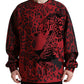 Dolce & Gabbana Red Leopard Print Crewneck Pullover Sweater