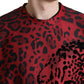 Dolce & Gabbana Red Leopard Print Crewneck Pullover Sweater