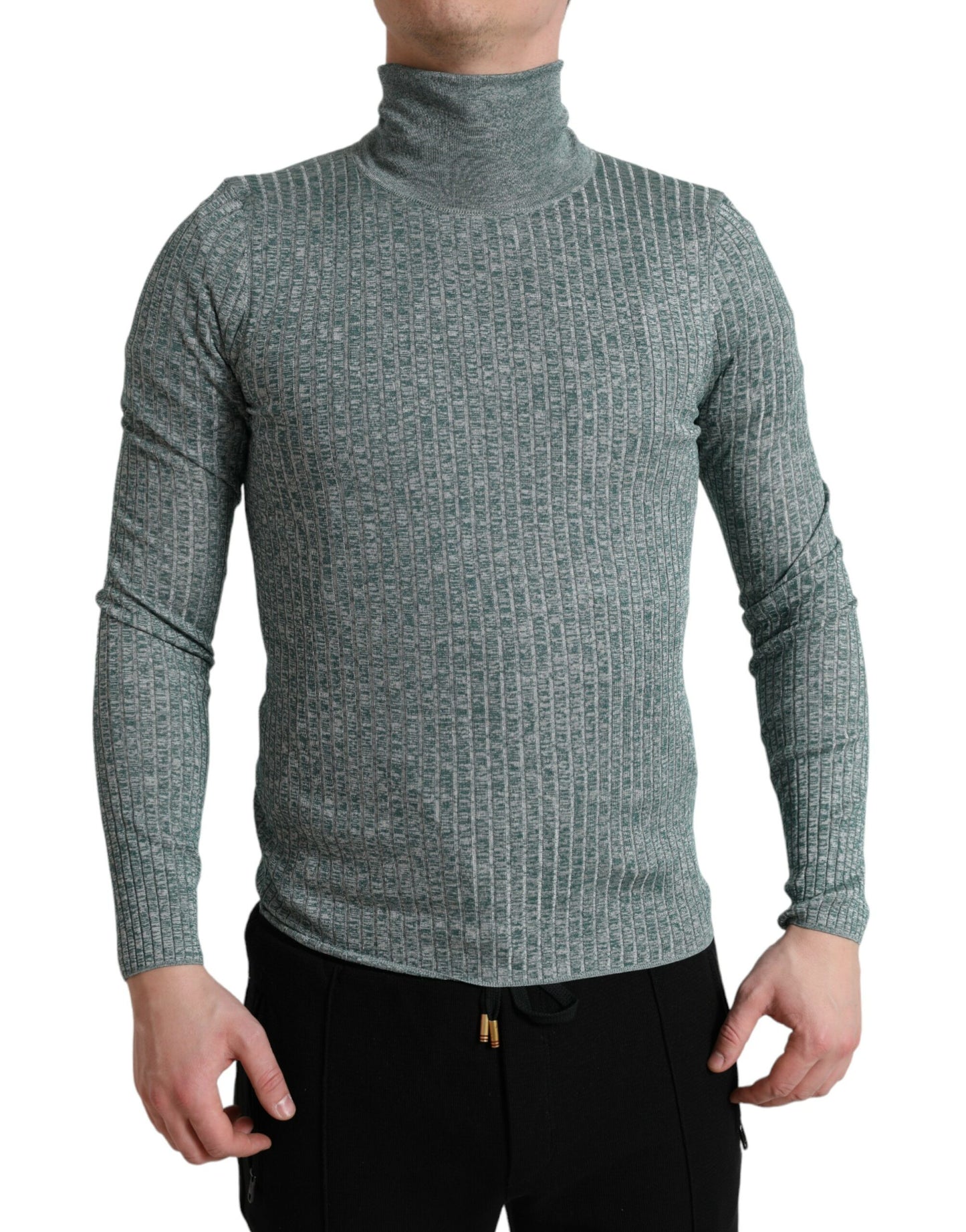 Dolce & Gabbana Green Turtleneck Pullover Sweater