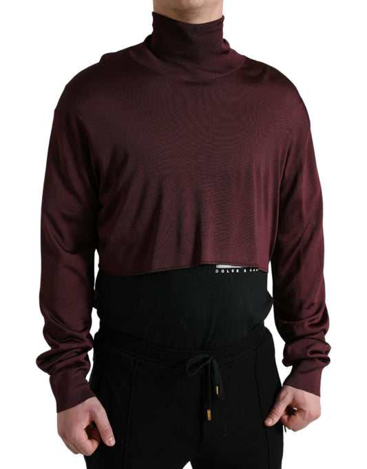 Dolce & Gabbana Maroon Viscose Turtleneck Pullover Sweater