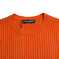 Dolce & Gabbana Orange Knitted Crewneck Men Pullover Sweater