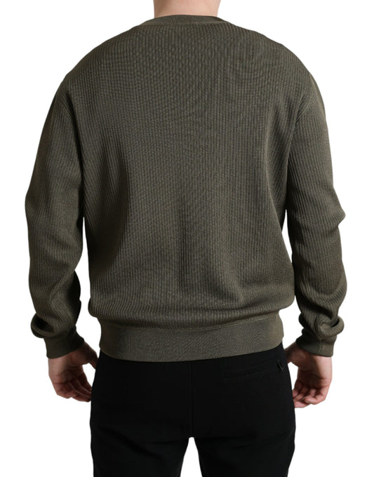 Dolce & Gabbana Green Viscose Crew Neck Men Pullover Sweater