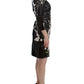 Dolce & Gabbana Black Floral 3/4 Sleeve Sheath dress