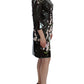 Dolce & Gabbana Black Floral 3/4 Sleeve Sheath dress