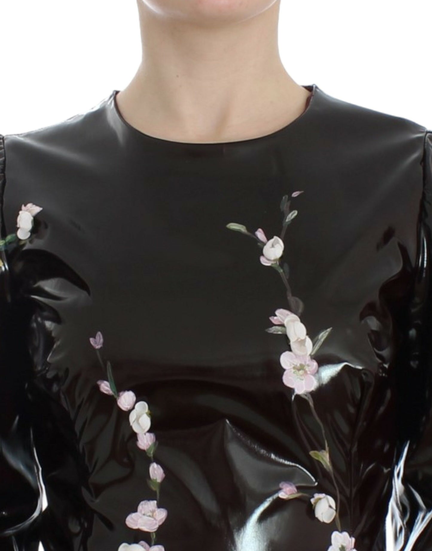 Dolce & Gabbana Black Floral 3/4 Sleeve Sheath dress