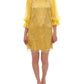 Dolce & Gabbana Yellow Lace Crystal Short Dress