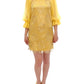 Dolce & Gabbana Yellow Lace Crystal Short Dress