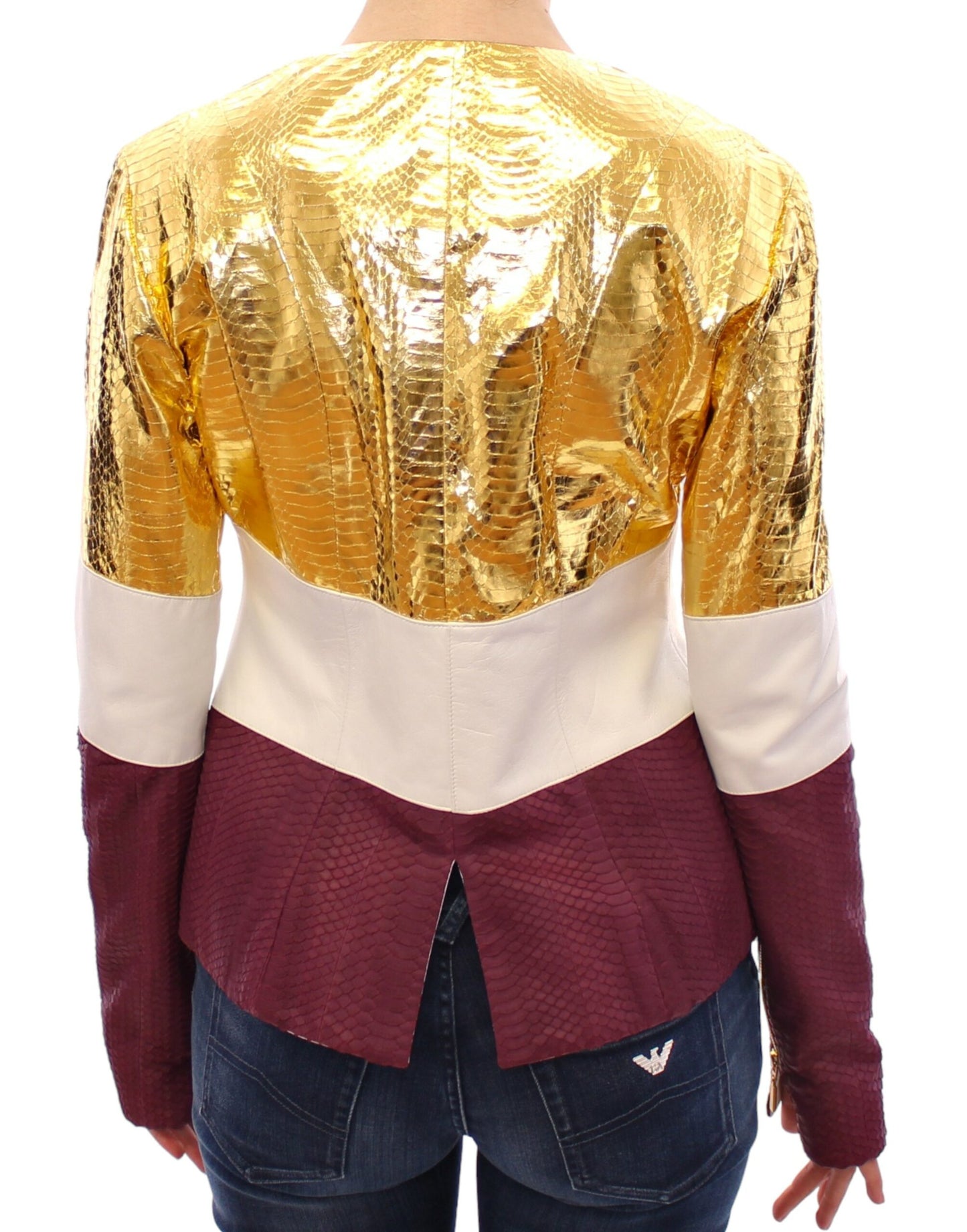 Vladimiro Gioia White Gold Purple Leather Jacket